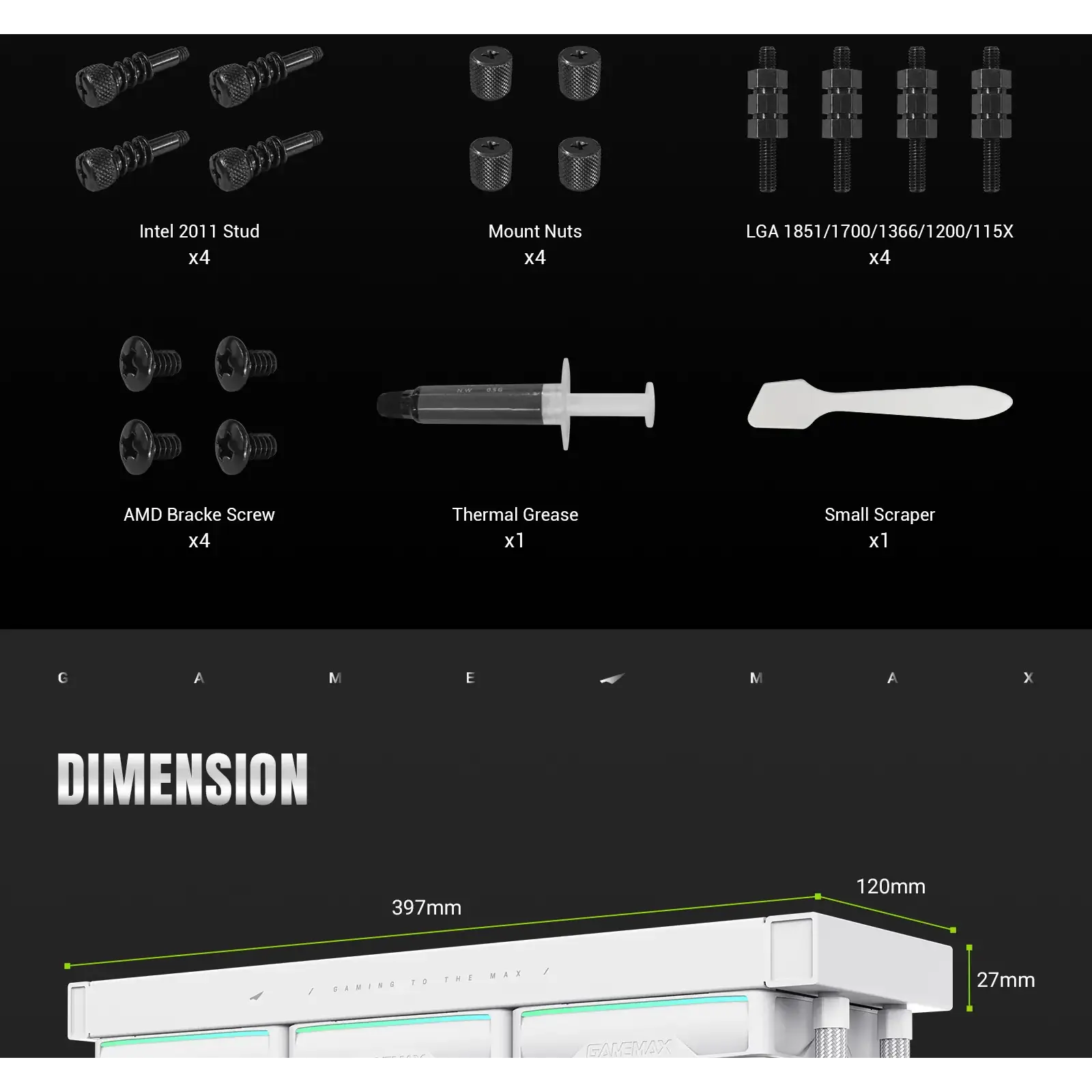 Процесорний кулер GameMax Hailstorm 360 WH (HAILSTORM 360 WH) UA