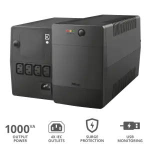 TRUST Джерело безперебійного живлення Paxxon 1000Va UPS 4 Outlets 23504 UA