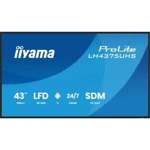 Інформаційний дисплей IIYAMA 42.5" 16:9 IPS 3840х2160, 24/7, 500 кд /м2, ОС Android 11, 3xHDMI 2.0/1xDP/1xDP Out/2xUS LH4375UHS-B2AG UA