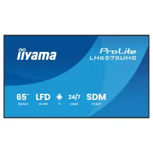 Дісплей IIYAMA 64.5" 16:9 IPS РК, 3840х2160, 24/7, 500 кд /м2, ОС Android 11, 3xHDMI 2.0/1xDP/1xDP Out/2xUS LH6575UHS-B2AG UA