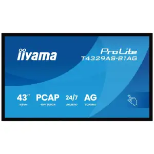 Інформаційний дисплей IIYAMA 42.5" 16:9 інтерактивний VA 3840х2160 , 24/7,проекційно-ємністна технологія, ОС Android T4329AS-B1AG UA