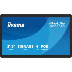 Інформаційний дисплей IIYAMA 21.5" 16:9 IPS інформаційний дисплей, 1920х1080, 5 00 кд/м2, Андроід 14, 24/7, DMS/CMS, POE, SP (2х5 S2225AS-B1P UA