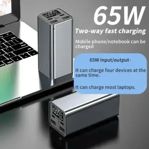Зовнішній акумулятор ATRIA 65W USB-C laptop/phone Powerbank 20000mAh WPD-65 UA