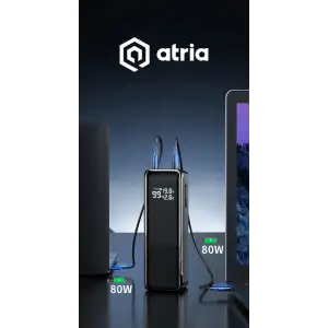 Зовнішній акумулятор ATRIA 160W Blue USB-C laptop/phone Powerbank 30000m Ah WPD-160SB UA