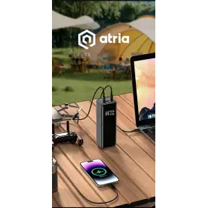 Зовнішній акумулятор ATRIA 160W Blue USB-C laptop/phone Powerbank 30000m Ah WPD-160SB UA
