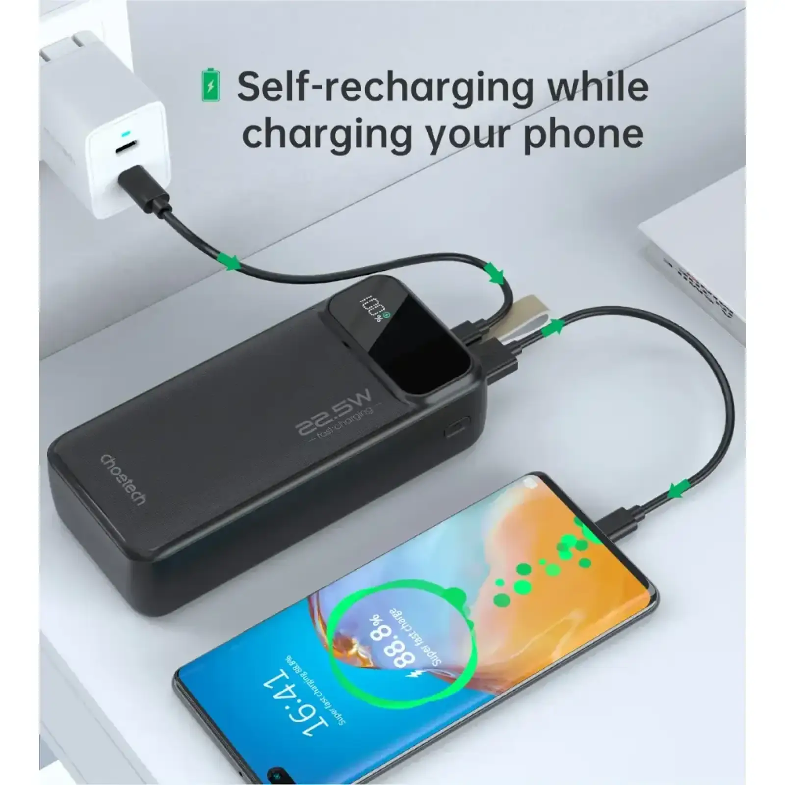 Внешний аккумулятор Choetech PD22.5W Digital Power Bank 40000mAh B731 UA