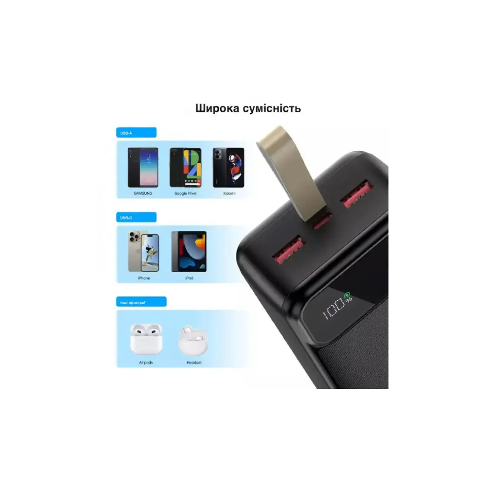 Зовнішній акумулятор Choetech B733 Power Bank 50000 mah UA