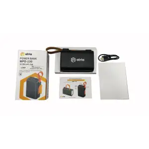 Зовнішній акумулятор ATRIA 130W USB-C laptop/phone Powerbank 30000mAh WPD-130 UA
