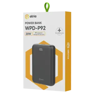 Зовнішній акумулятор ATRIA PD22.5W USB-C Powerbank 20000mAh WPD-P92 UA