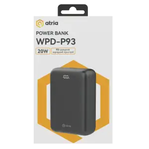 Зовнішній акумулятор ATRIA PD22.5W USB-C Powerbank 30000mAh WPD-P93 UA
