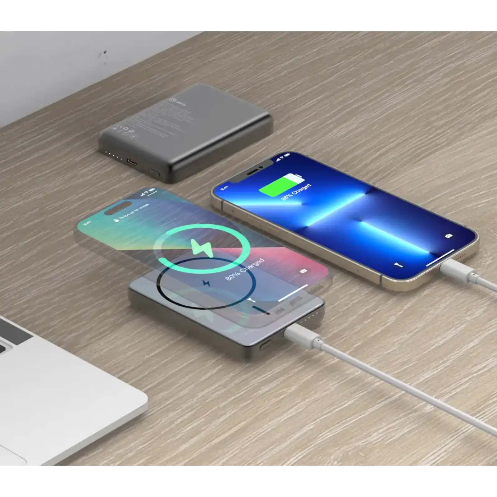 Зовнішній акумулятор ATRIA PD20W USB-C 15W Wireless MagSafe 10000mAh black WPD-W72B UA