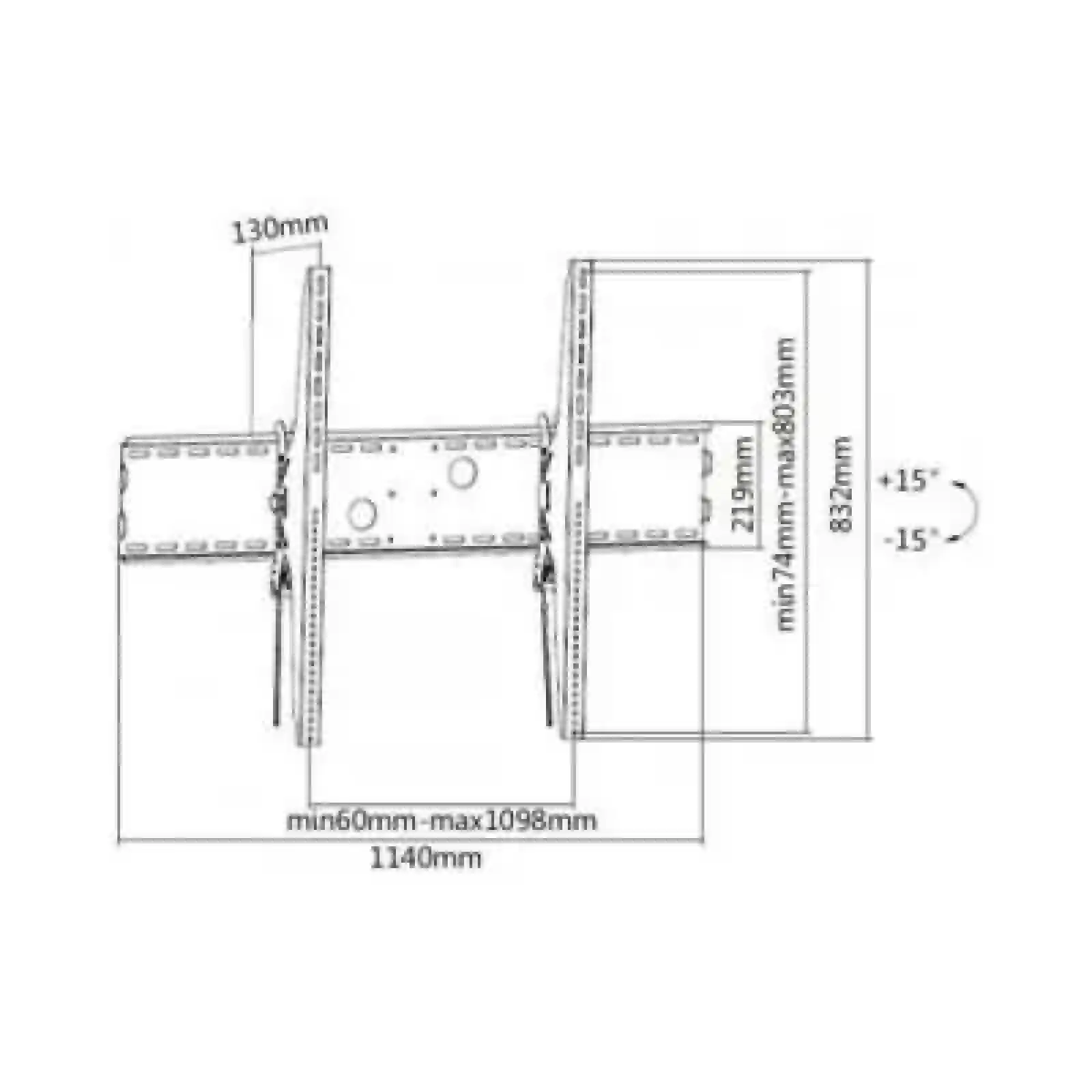 Кріплення для ТВ ITECH, з нахилом 0-15°, настінне PLB-1 20 60