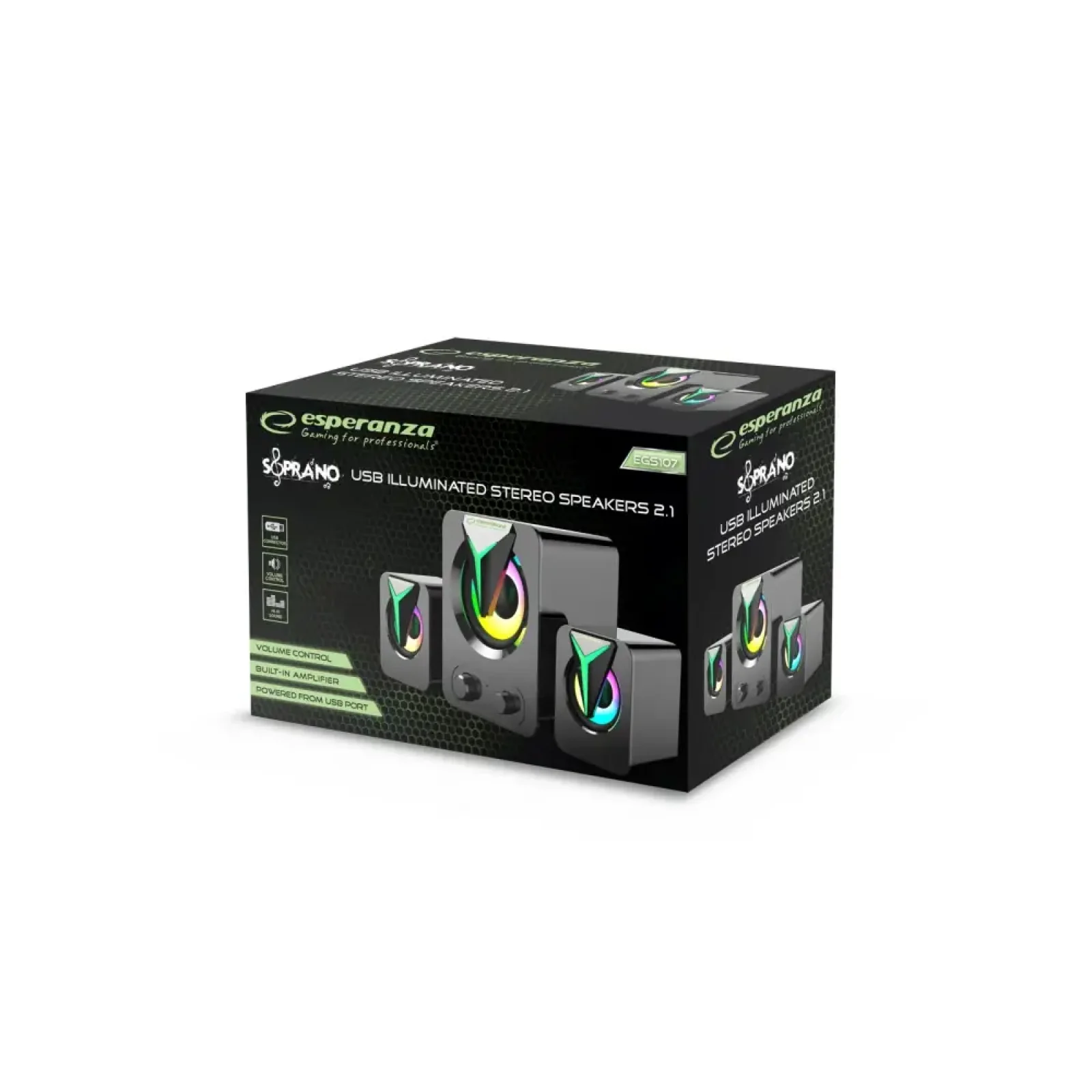 Акустика ESPERANZA USB SPEAKERS 2.1 LED RAINBOW SOPRANO EGS107 UA
