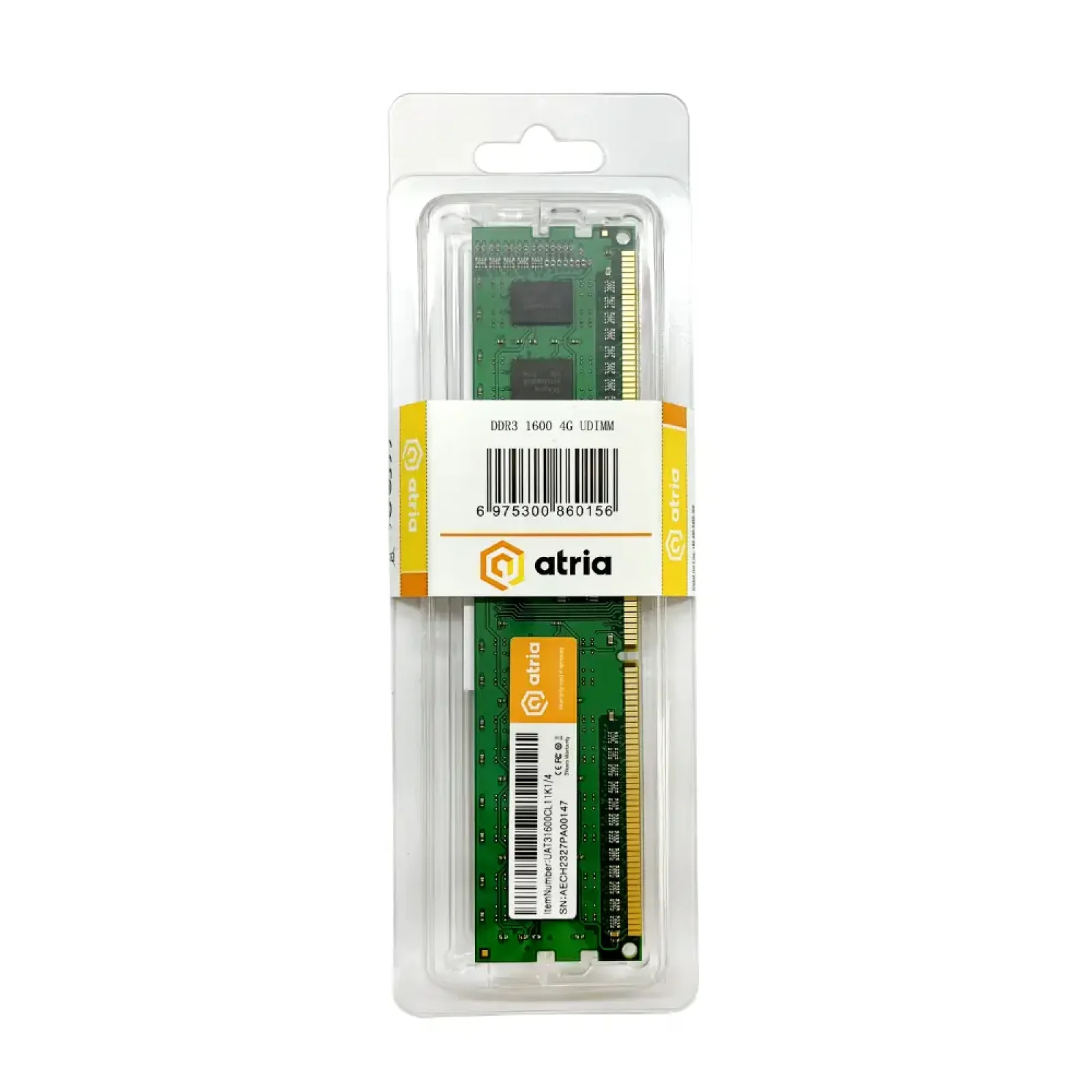 Модуль пам'яті ATRIA 4 GB DDR3 1600 MHz (UAT31600CL11K1/4) UA