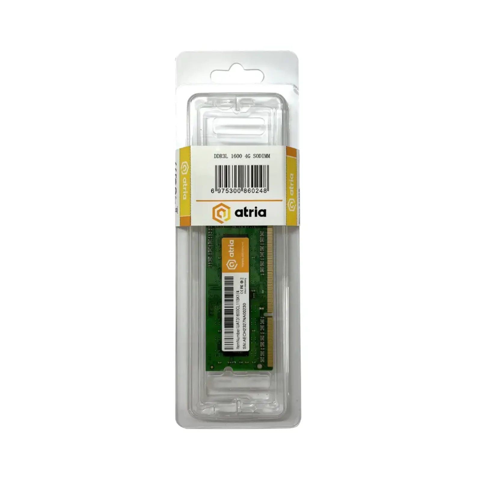 Модуль пам'яті ATRIA 4 GB SO-DIMM DDR3 1600 MHz (UAT31600CL11SK1/4) UA