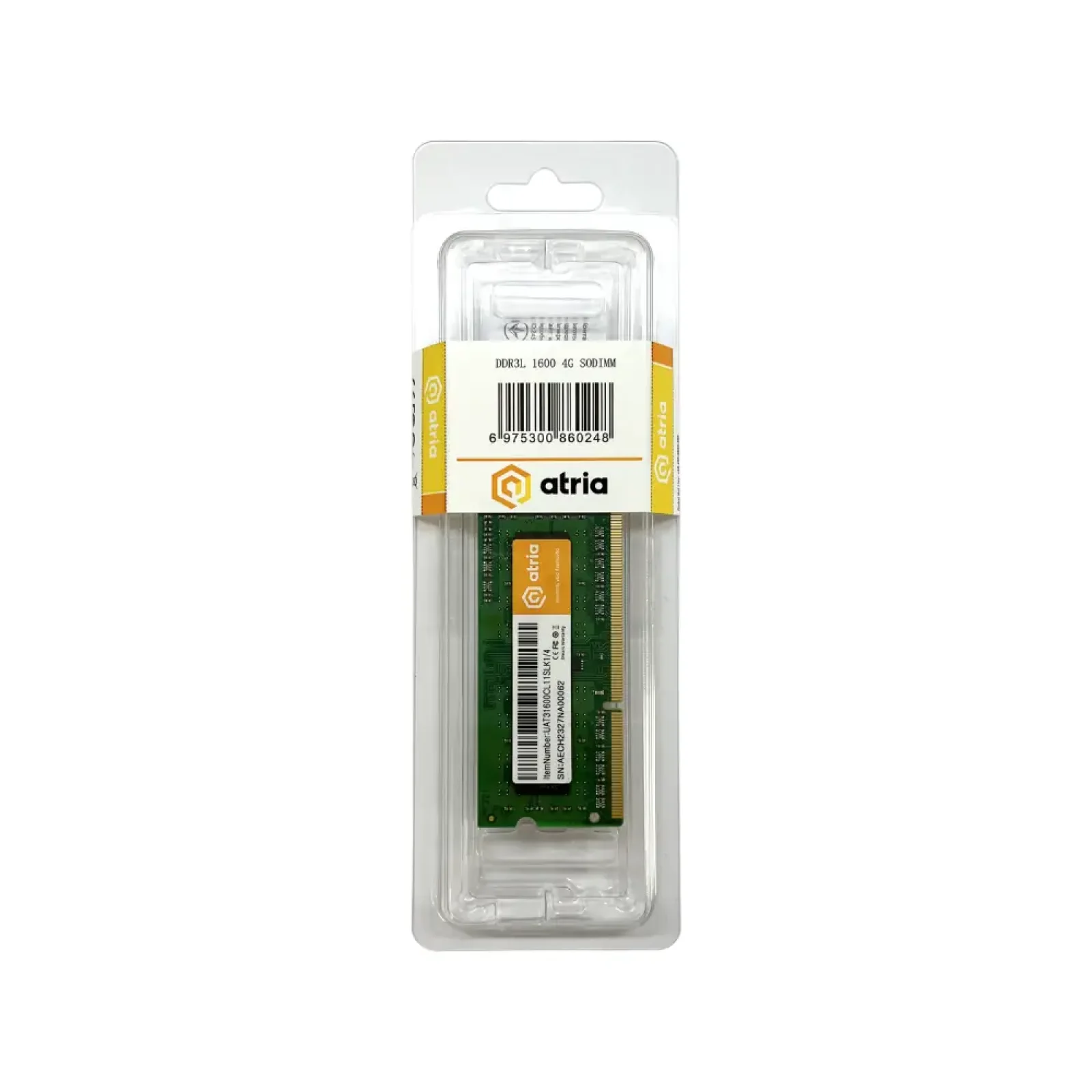 Модуль пам'яті ATRIA 4 GB SO-DIMM DDR3 1600 MHz (UAT31600CL11SLK1/4) UA