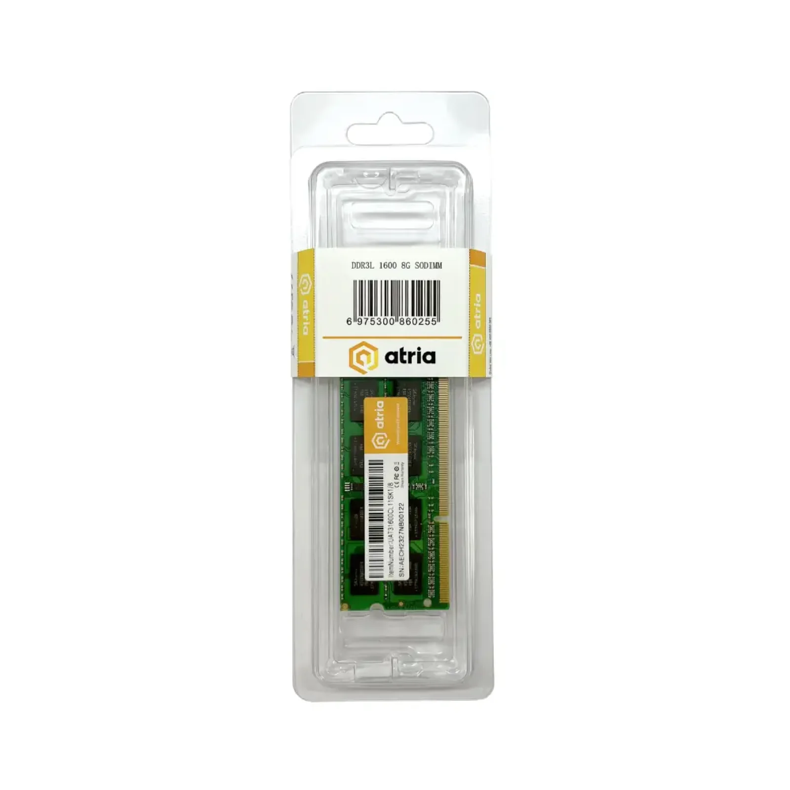 Модуль пам'яті ATRIA 8 GB SO-DIMM DDR3 1600 MHz (UAT31600CL11SK1/8) UA