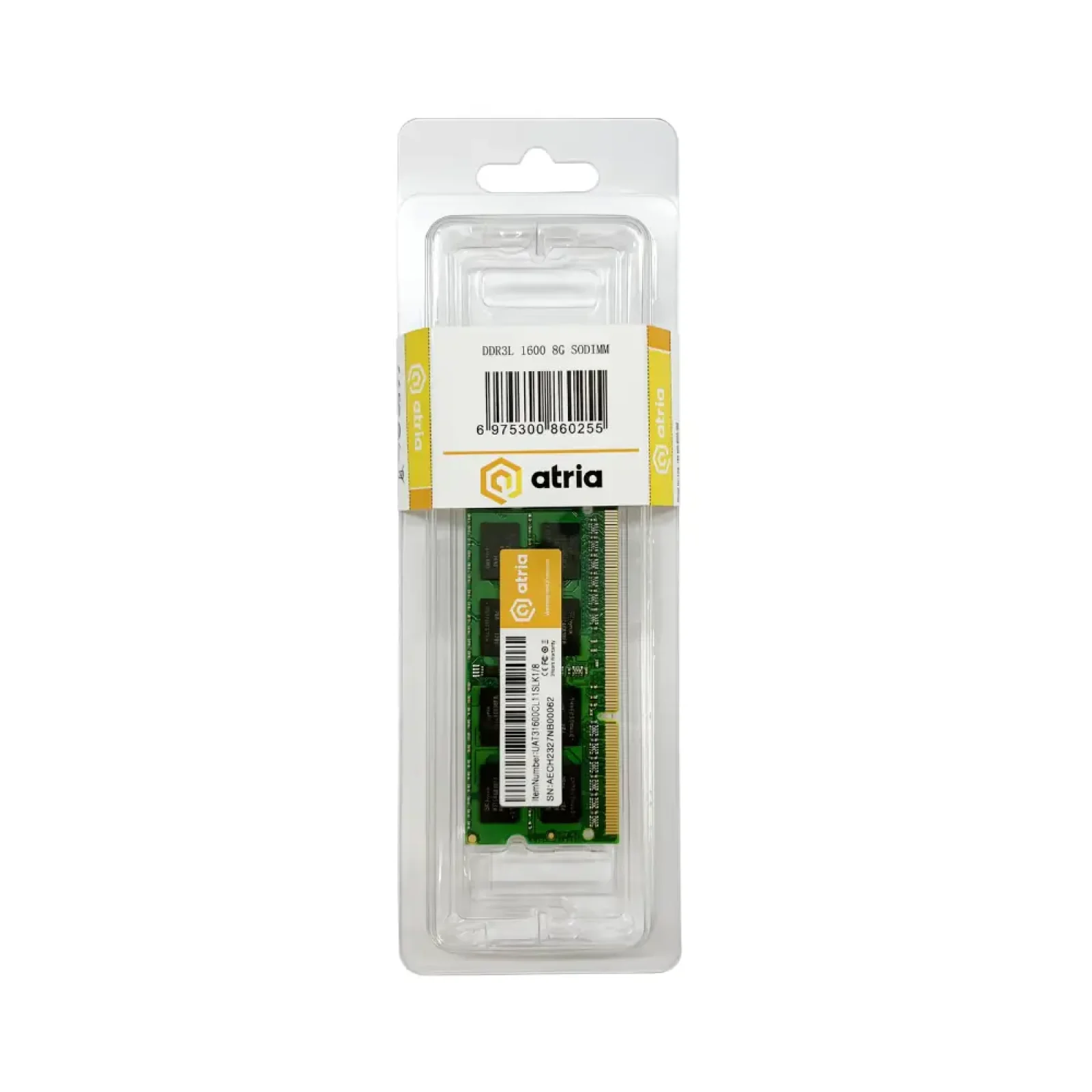 Модуль пам'яті ATRIA 8 GB SO-DIMM DDR3 1600 MHz (UAT31600CL11SLK1/8) UA