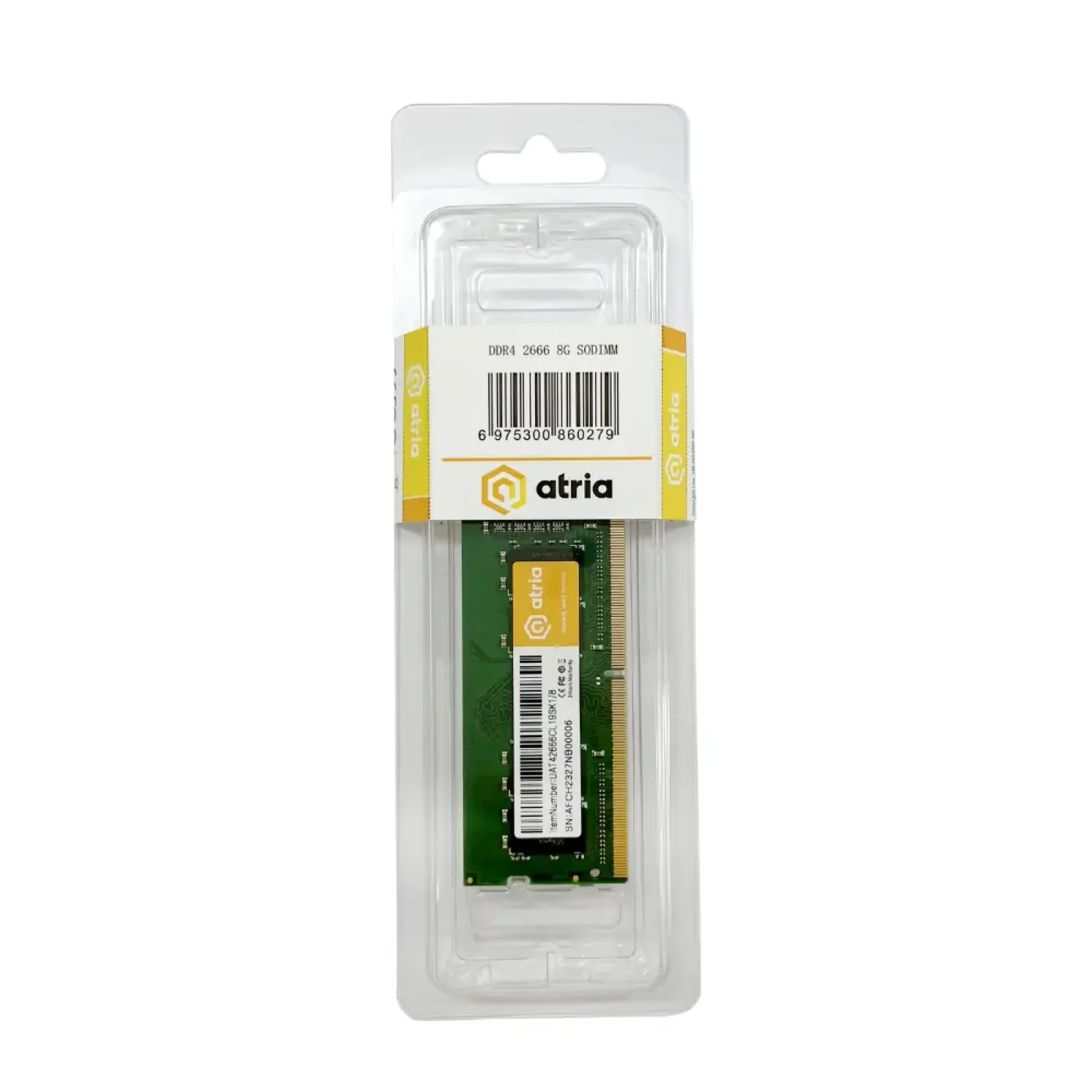Модуль пам'яті ATRIA 8 GB SO-DIMM DDR4 2666 MHz (UAT42666CL19SK1/8) UA