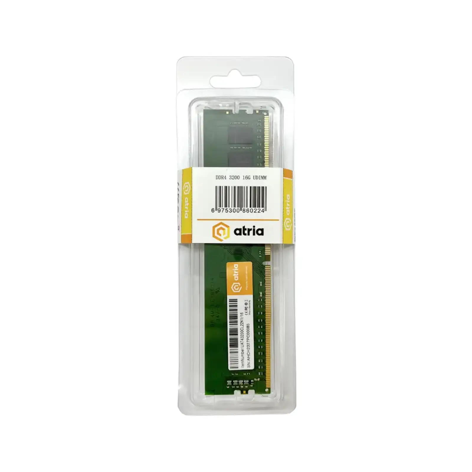 Модуль пам'яті Atria 16Gb DDR4 3200MHz UAT43200CL22K1/16 UA
