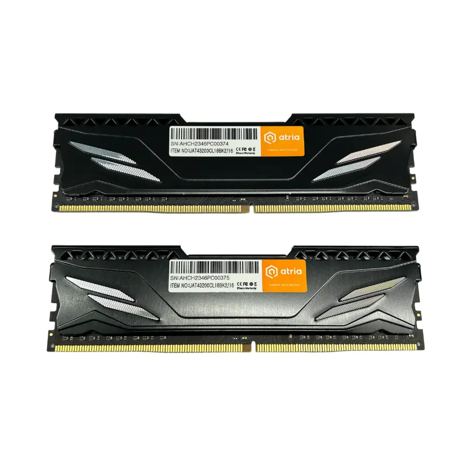 Модуль пам'яті Atria Fly Black 16 GB (2x8) DDR4 3200MHz (UAT43200CL18BK2/16) UA
