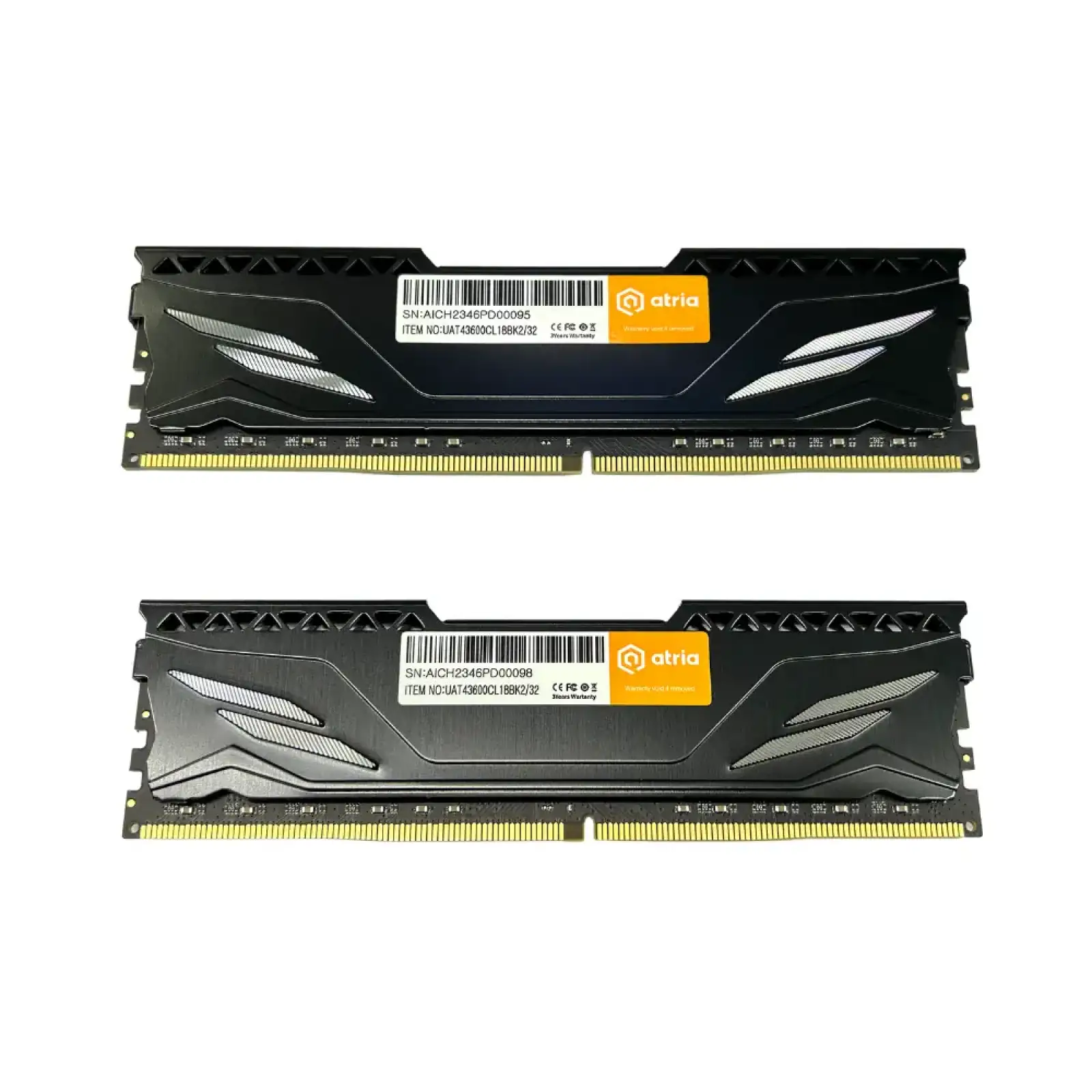 Модуль пам'яті ATRIA 32 GB (2x16GB) DDR4 3600 MHz Fly Black (UAT43600CL18BK2/32) UA