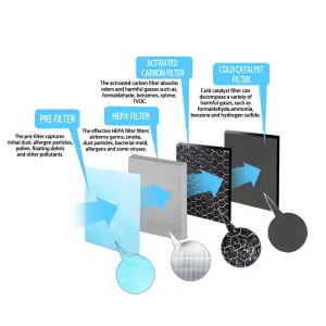 Фільтр ESPERANZA 4-ступінчастий попередній, з активованим вугіллям, HEPA(H11), холодного каталізатора EHP003H11 UA