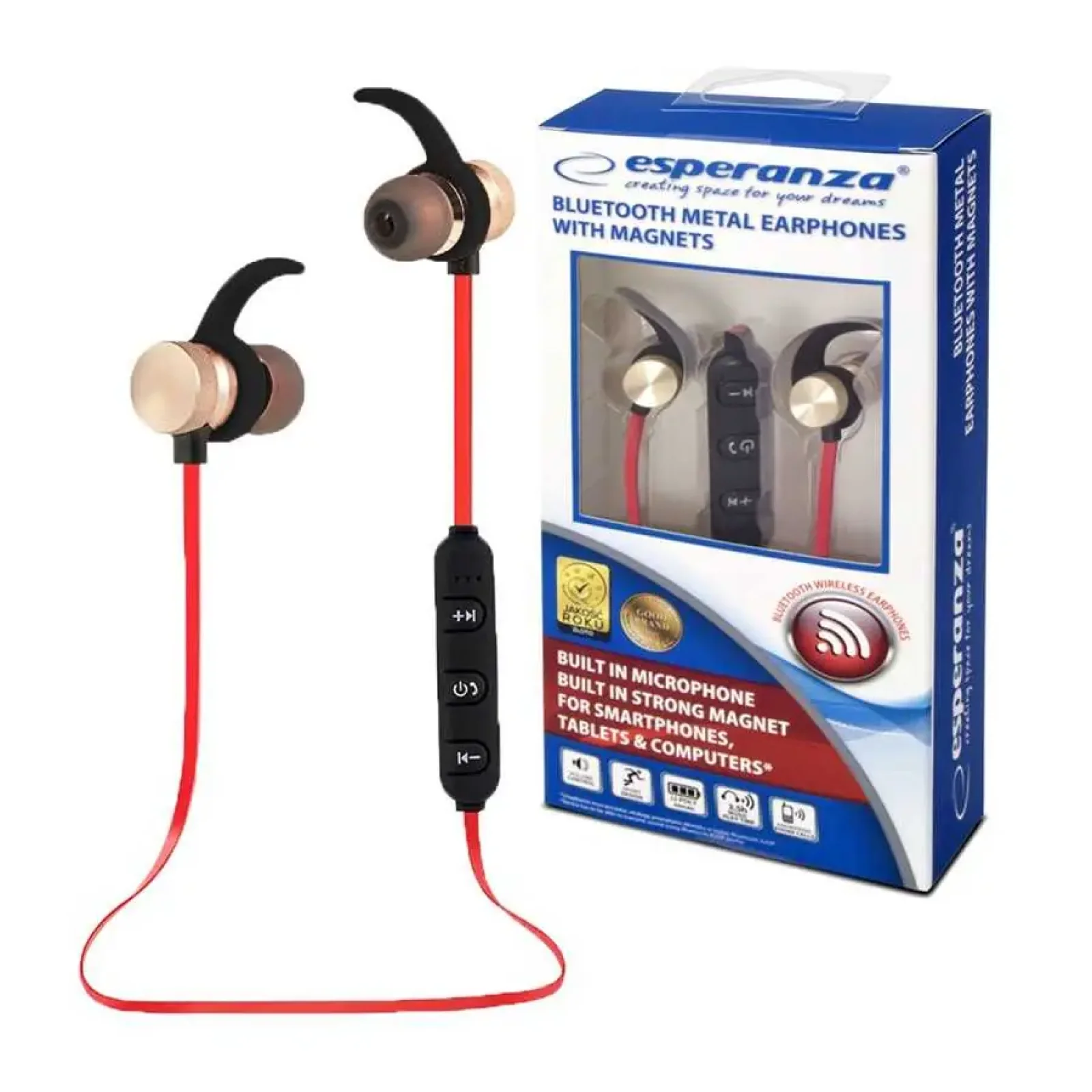 Наушники ESPERANZA Wireless Magnetic Metal Eaprhones EH186 Copper (EH186L) UA