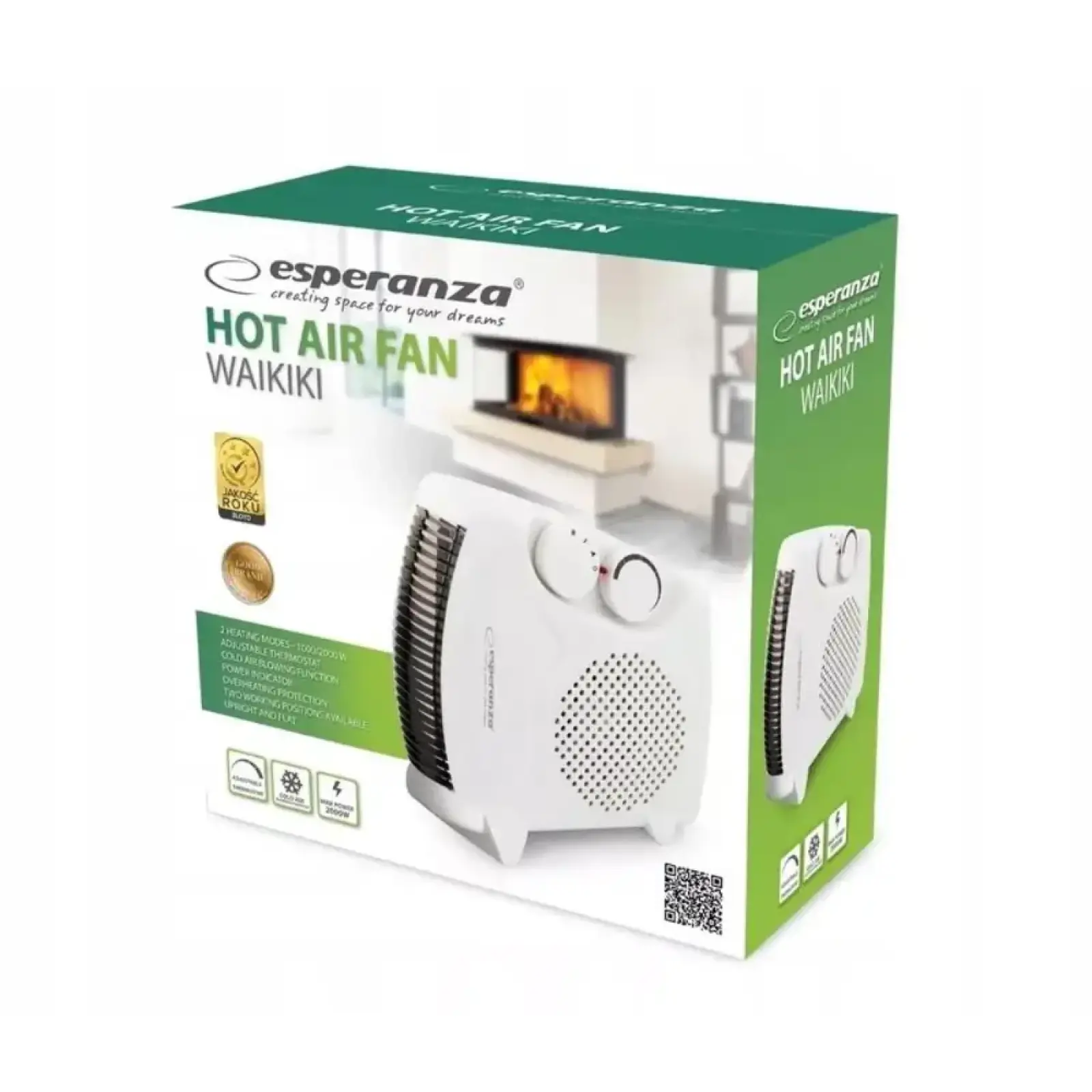 Тепловентилятор ESPERANZA Fan Heater Waikiki 1000/2000W EHH004 UA