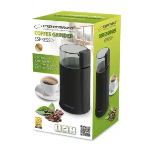 Кавомолка ESPERANZA 160W, Black, ємність контейнера для зере н 50г, ніж/чаша з нерж. сталі EKC001K UA