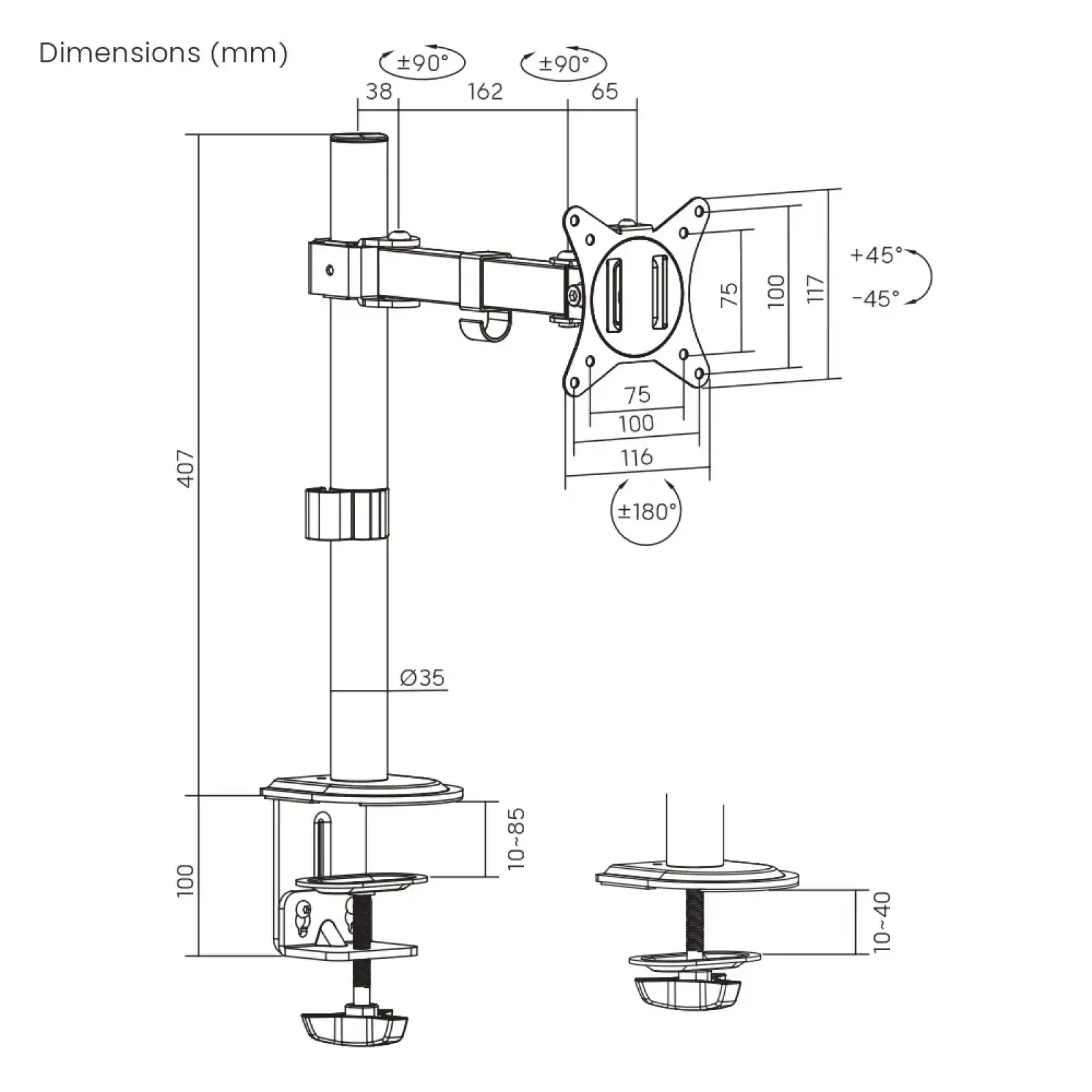 Кронштейн Brateck LDT66-C011 UA