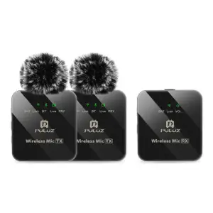 Бездротовий петличний мікрофон PULUZ 2 TX + 1 RX (чорний) (PU3154B)