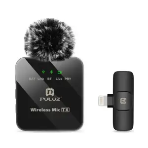 Бездротовий петличний мікрофон PULUZ для iPhone / iPad, 8-контактний приймач (чорний) (PU645B)