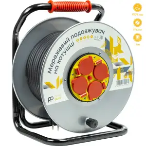 Удлинитель на катушке PowerPlant 40 м, 3x2.5мм2, 16A, 4 розетки, 100% медь (JY-20022/40) (EX610532)