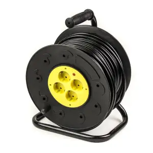 Подовжувач на котушці PowerPlant 50 м, 3x1.5мм2, 10А, 4 розетки (JY-2002/50) (PPRA10M500S4)