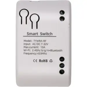 Розумний перемикач TUYA 1-канальний, Wi-Fi, RF, 10A, DC 7-32V (HS084004)