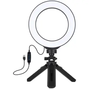 Кільцева USB LED лампа Puluz PKT3059B 6.2"+ настільний штатив