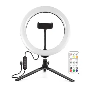 Кільцева USB LED лампа Puluz PKT3082B 10" + настільний штатив