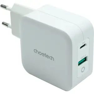 СЗУ Choetech GaN USB Type-C, Type-A 65W, PD, QC (PD8002)