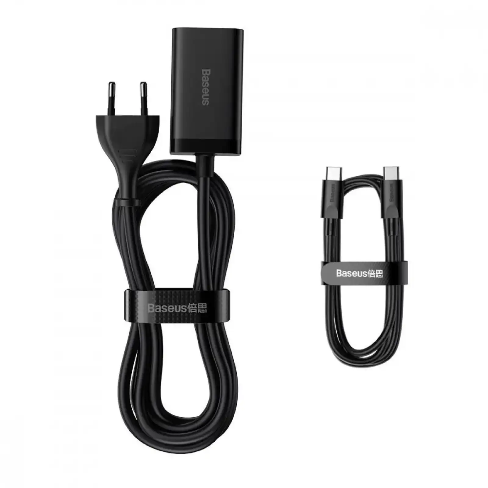 СЗУ Baseus GaN3 Pro 65W (2 Type-C + 2 USB) + Кабель Type-C to Type-C 100W (1m) black