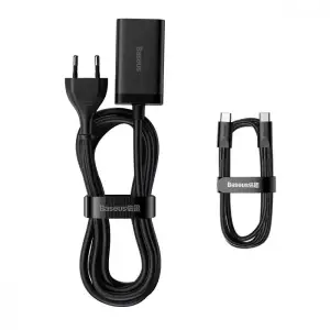 СЗУ Baseus GaN3 Pro 65W (2 Type-C + 2 USB) + Кабель Type-C to Type-C 100W (1m) black