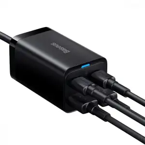 СЗУ Baseus GaN3 Pro 65W (2 Type-C + 2 USB) + Кабель Type-C to Type-C 100W (1m) black