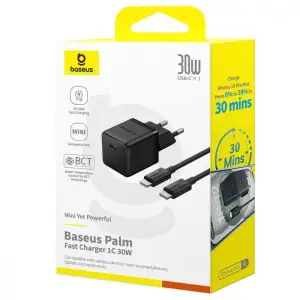 СЗУ Baseus Palm Fast Charger 30W (Type-C) 30W + Кабель Type-C to Type-C 60W (1m) white