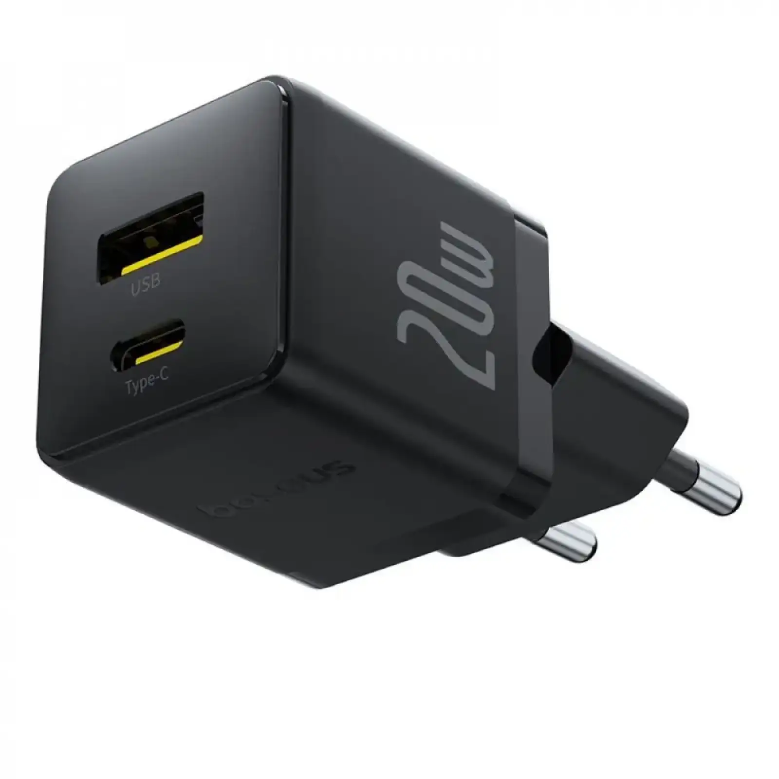 МЗП Baseus Palm Fast Charger 20W (Type-C + USB) 20W + Кабель Type-C to Type-C 60W (1m) black