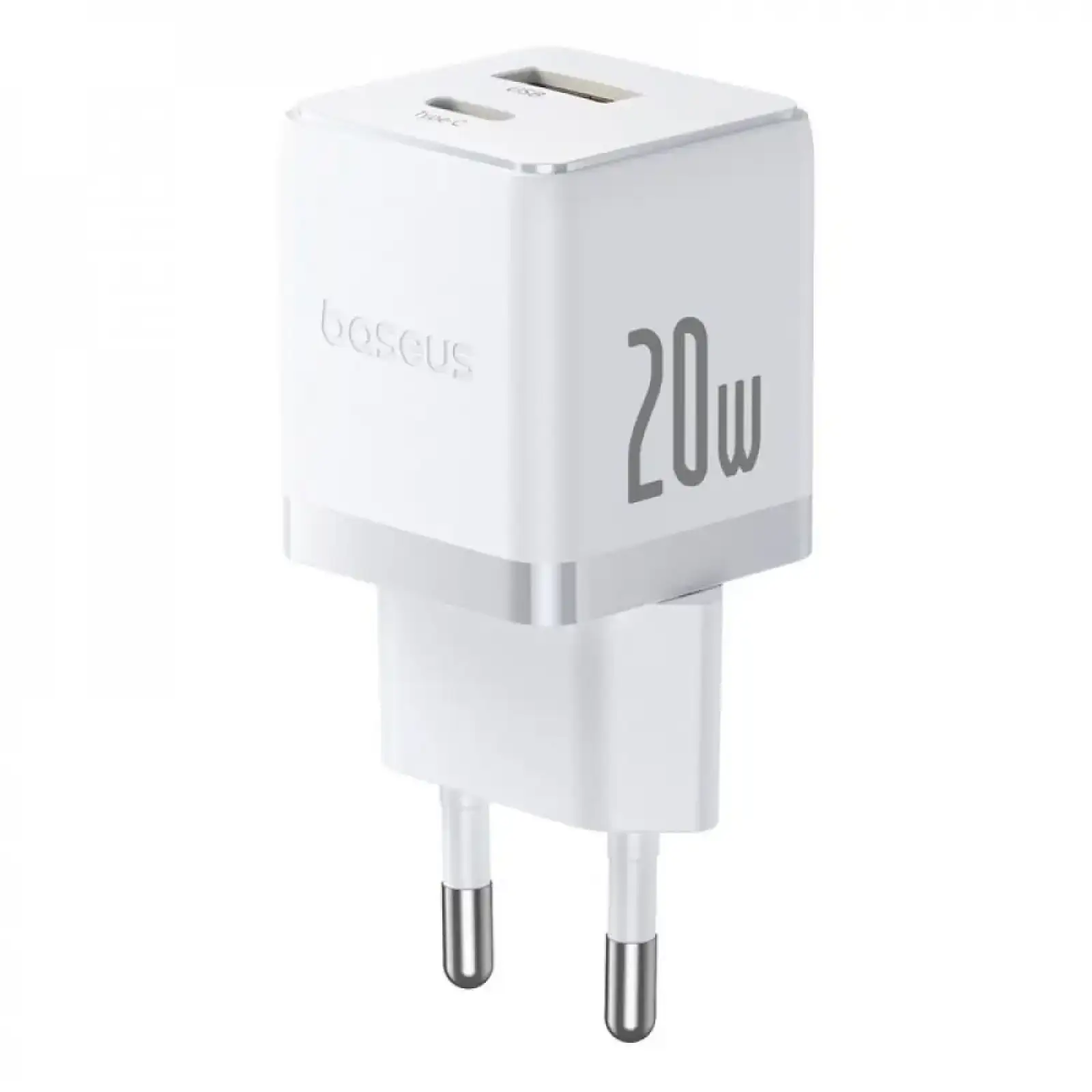 МЗП Baseus Palm Fast Charger 20W (Type-C + USB) 20W + Кабель Type-C to Type-C 60W (1m) white