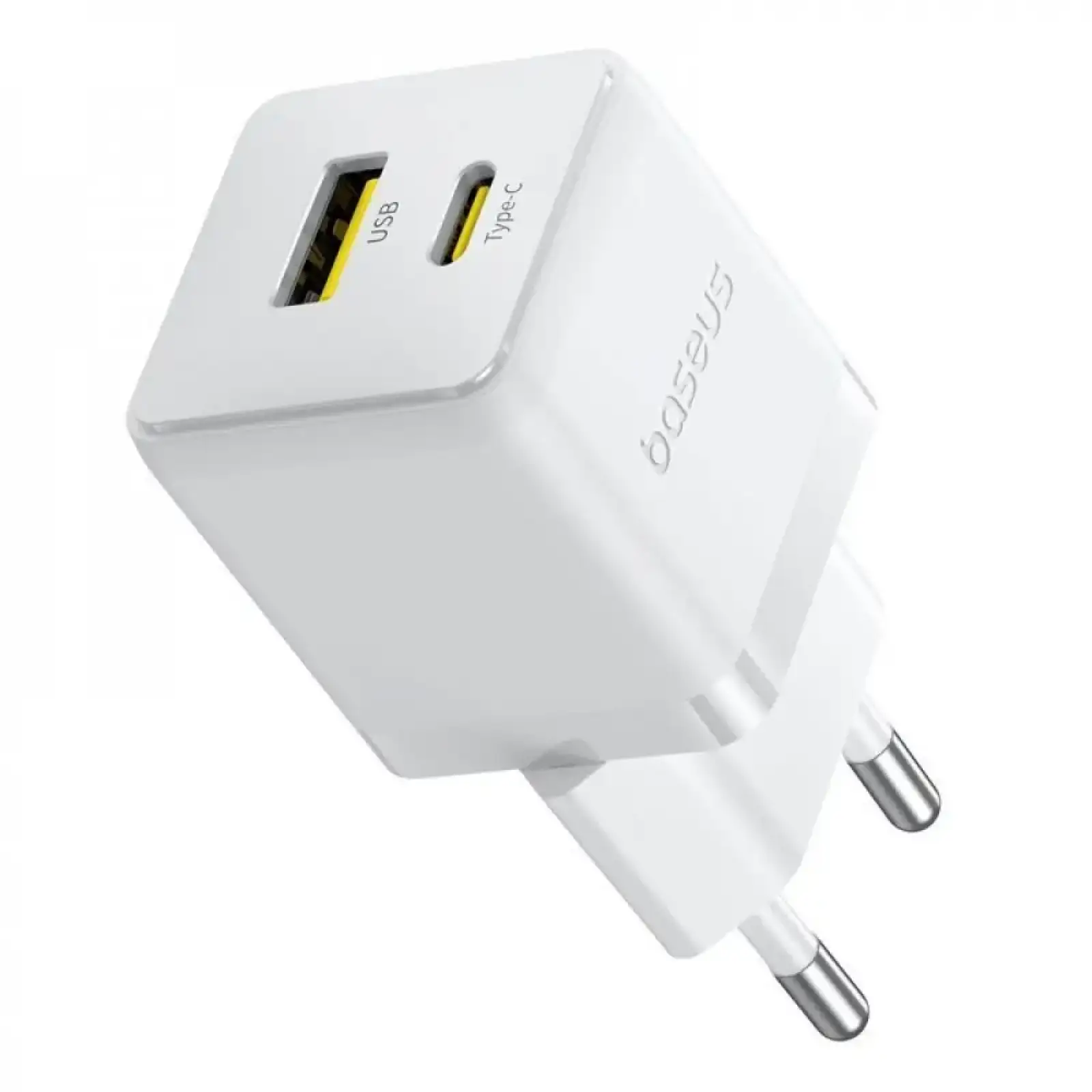 МЗП Baseus Palm Fast Charger 20W (Type-C + USB) 20W + Кабель Type-C to Type-C 60W (1m) white