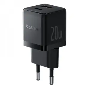 МЗП Baseus Palm Fast Charger 20W (Type-C + USB) 20W + Кабель Type-C to Type-C 60W (1m) white