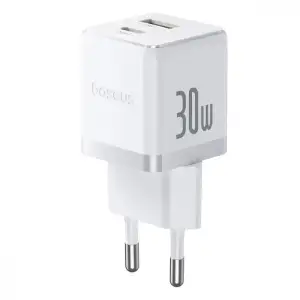 МЗП Baseus Palm Fast Charger 30W (Type-C + USB) 30W + Кабель Type-C to Type-C 60W (1m) white