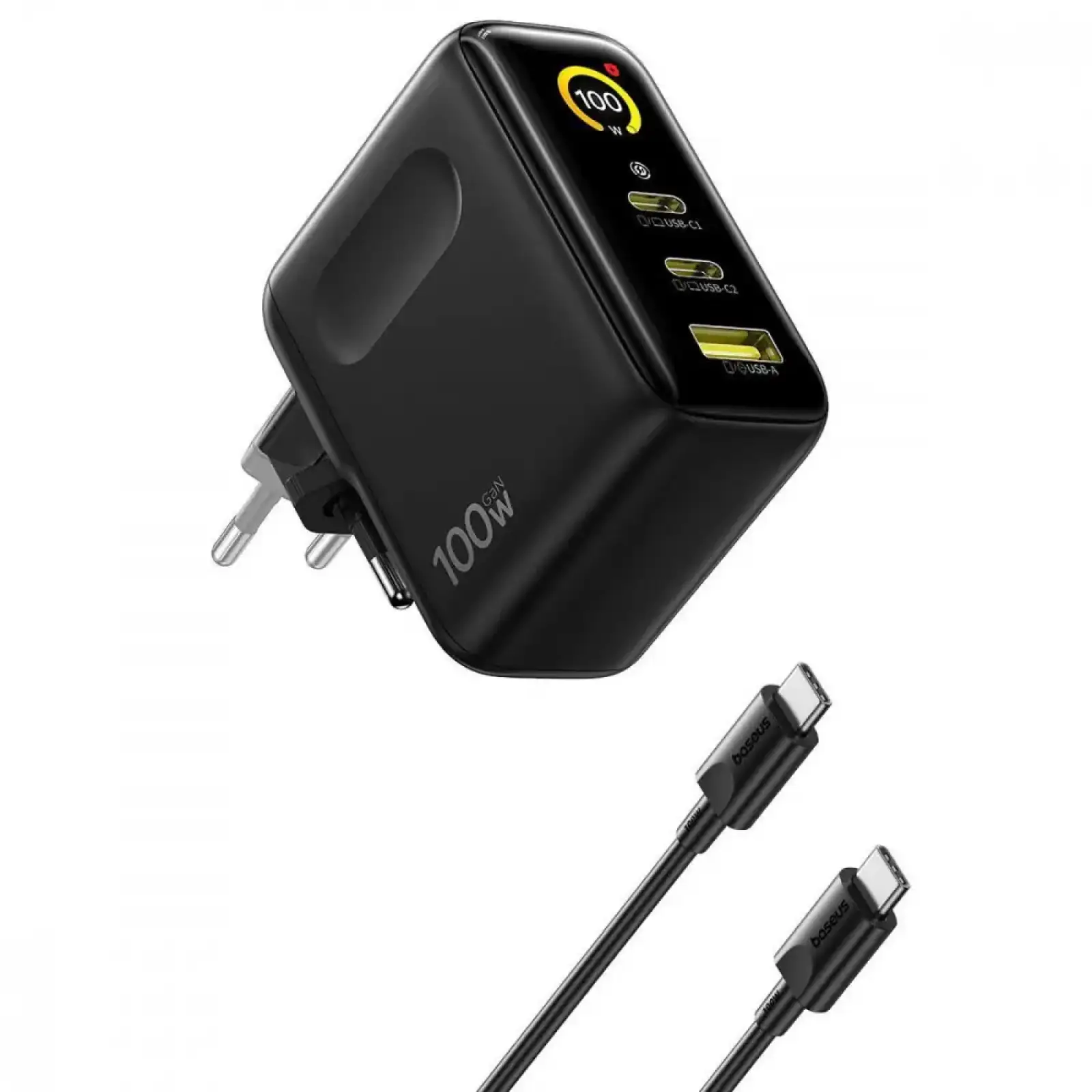 СЗУ Baseus PicoGo AE21 100W (2Type-C + USB) + Кабель Type-C to Type-C 100W (1.5m) black