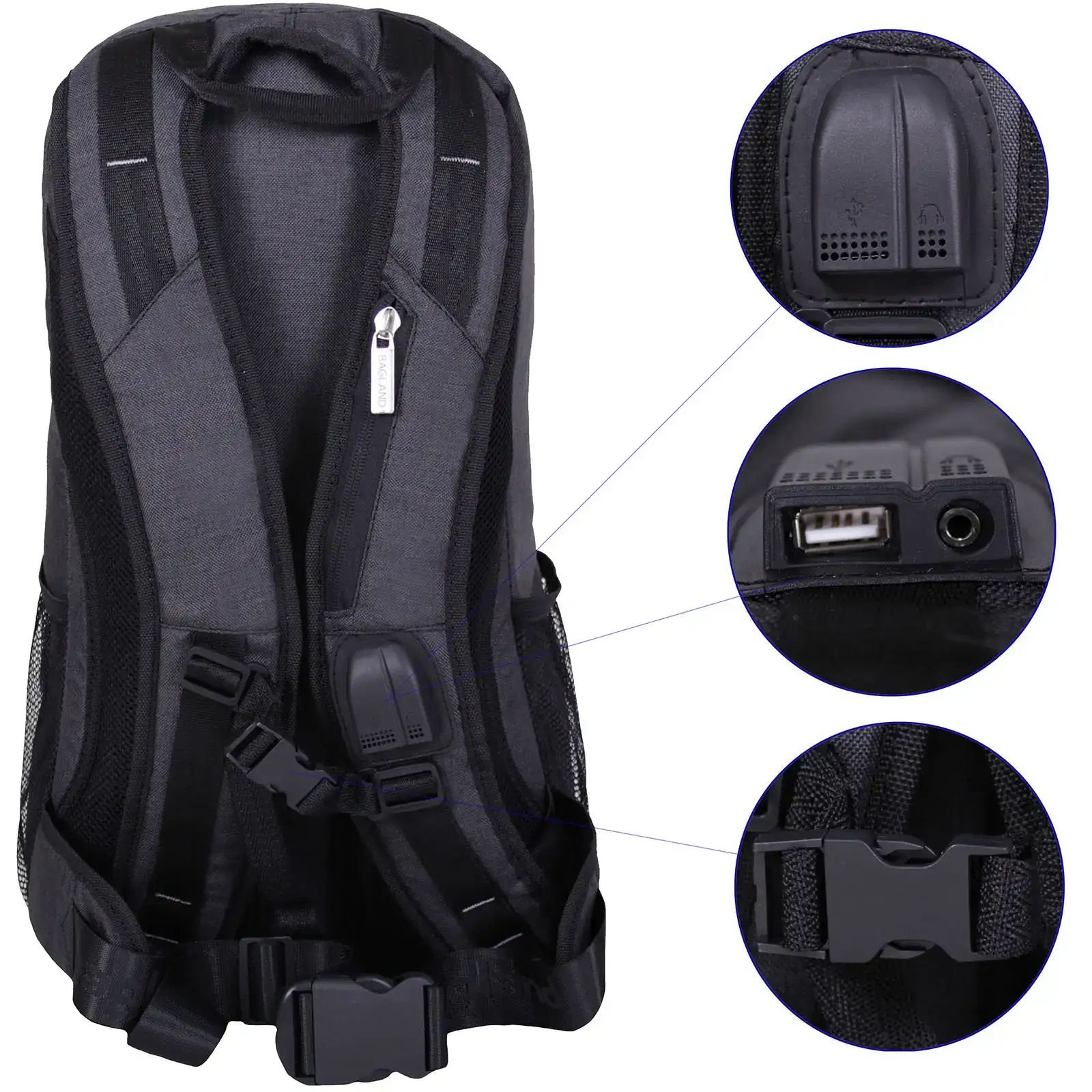 Рюкзак для ноутбука Bagland Granite 23 л. чорний/сірий (0012069) UA